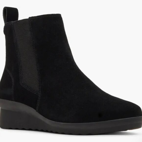 BLONDO WATERPROOF BLACK SUEDE WEDGE BOOTIE SIZE 9 MEDIUM - Picture 1 of 7